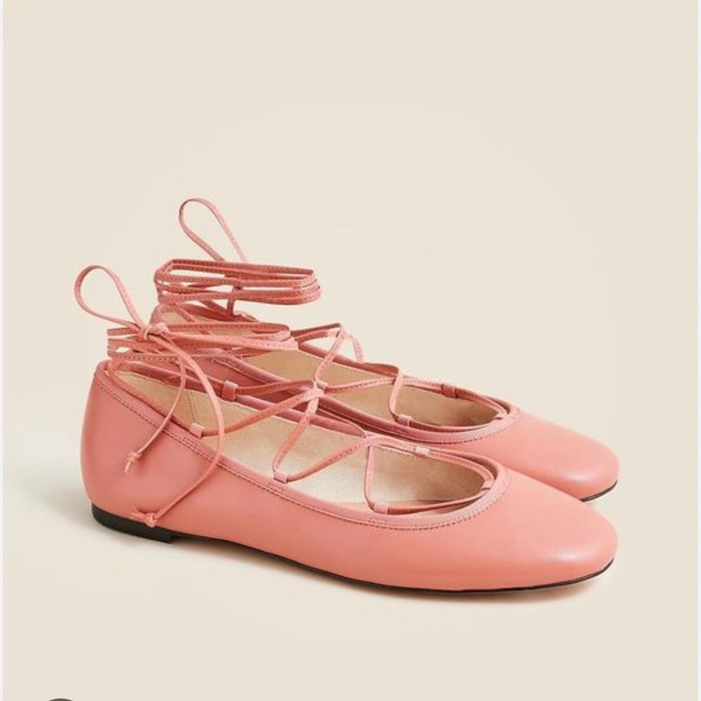 J.Crew Andi lace-up ballet flats in leather